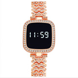 Rose gold color led watch for women