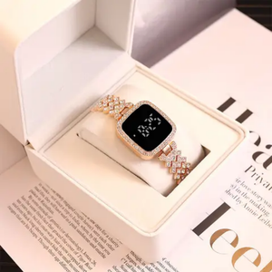 Rose gold color led watch for women