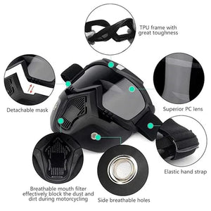 🏍️ Ultimate Biker Face Mask with Built-in Goggles 😎 | Stay Safe from Dust, Wind & Smog 💨