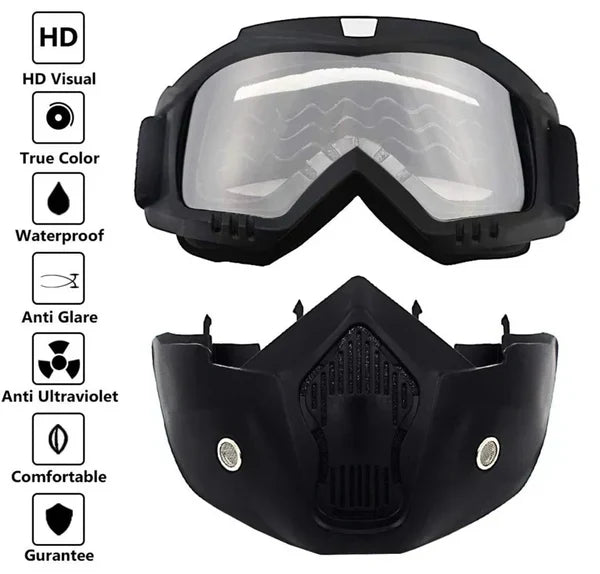 🏍️ Ultimate Biker Face Mask with Built-in Goggles 😎 | Stay Safe from Dust, Wind & Smog 💨
